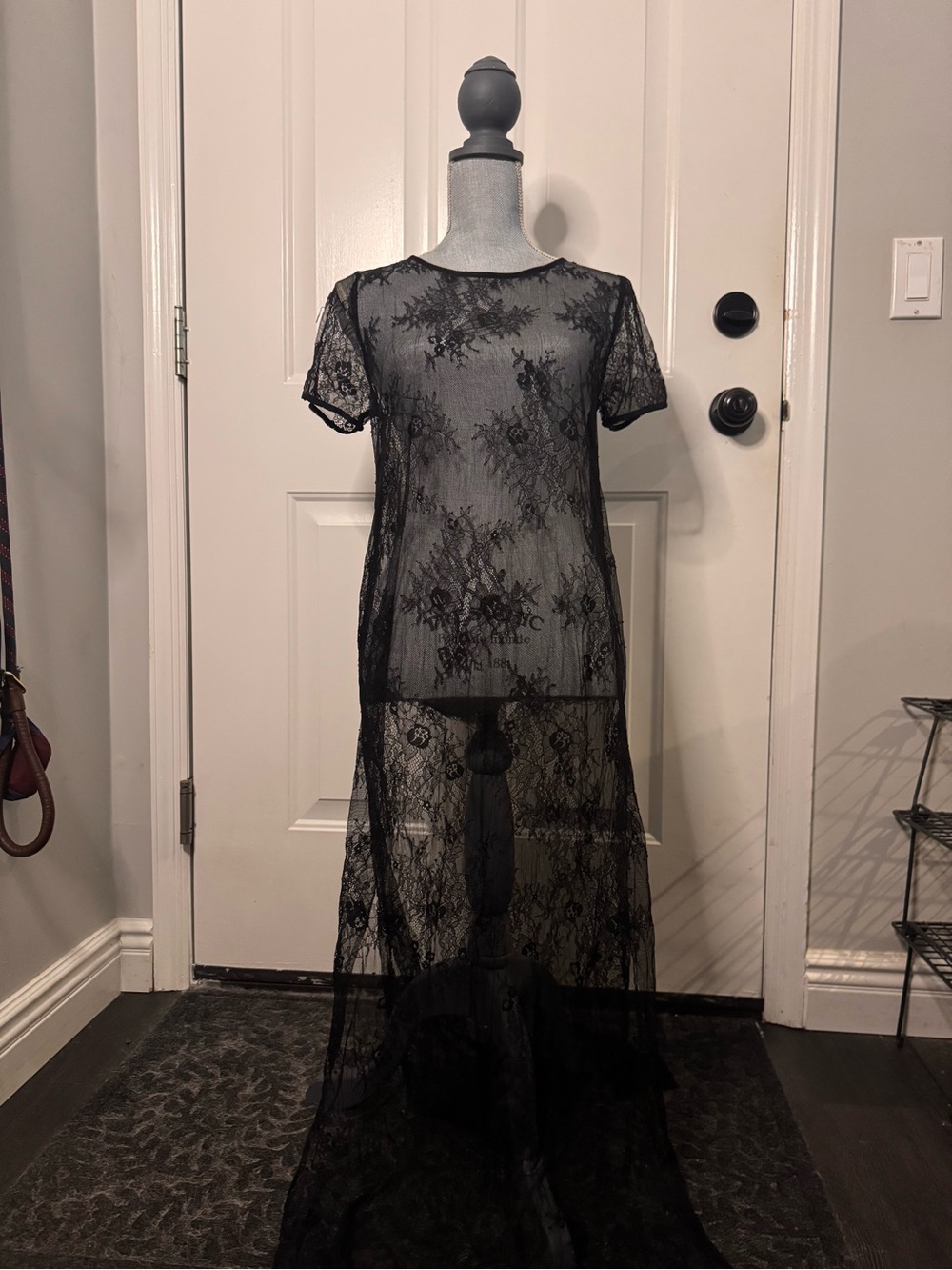 Black Lace Sheer Maxi Dress - Elegant Evening Dress